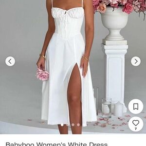 Babyboo Elegant White Midi Dress